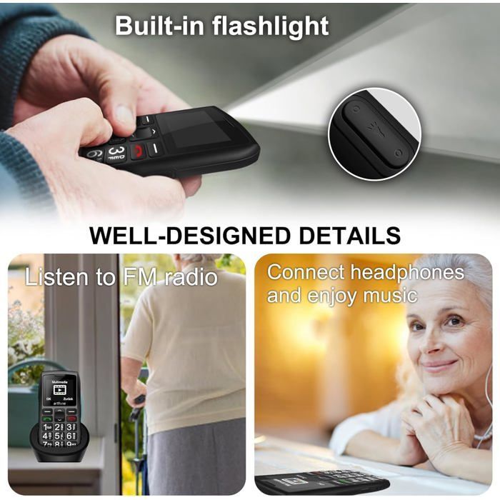 Teléfono móvil - Artfone - C1+ - 4G - Botón SOS - Botones grandes - USB-C