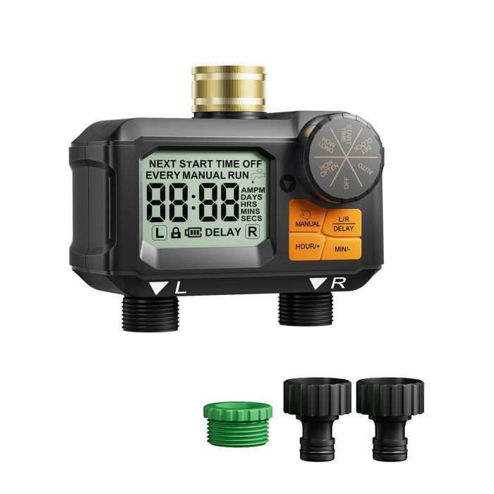 DEWENWILS Programmateur d’arrosage extérieur 2 voies - mode auto & manuel - minuteur d’arrosage automatique pour jardin IP55