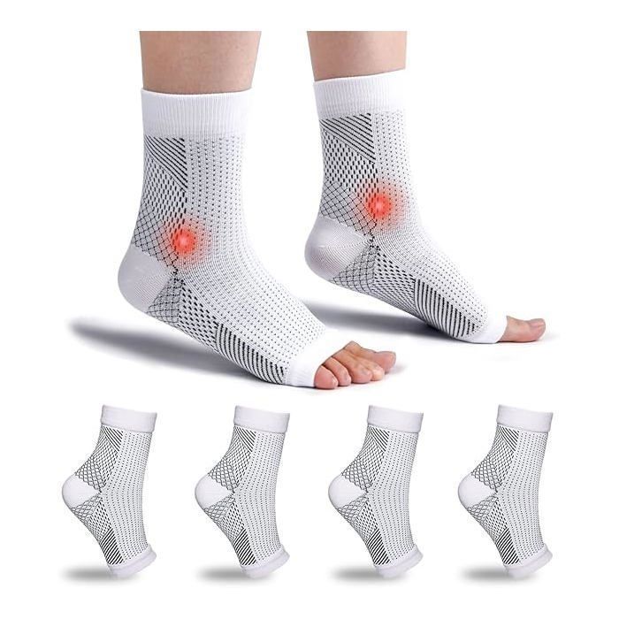Pack of 4 pairs of compression socks for plantar fasciitis, for women and men, medical ankle support - XXL