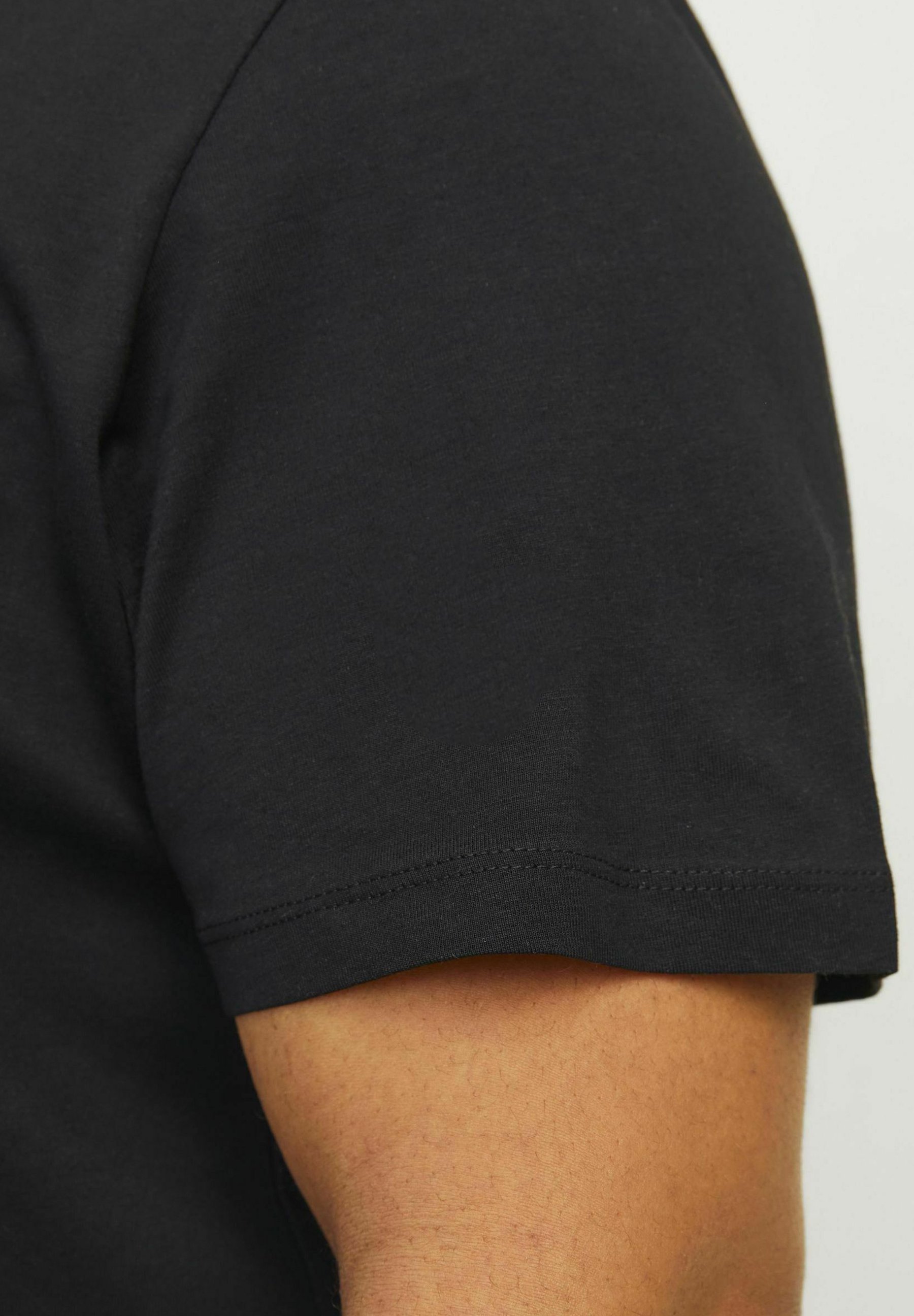 Jack & Jones JJECALEB Varsity-T-Shirt mit Rundhalsausschnitt – bedrucktes T-Shirt – schwarz
