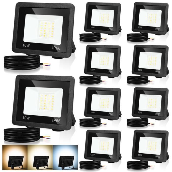 Refletor LED - Hengda - 10W - IP66 - 3 Cores - Alumínio e Vidro Temperado