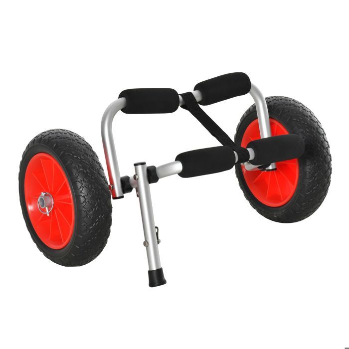 Kayak con carrito tipo sit-on-top Outsunny de aluminio, 60x30x37cm, rojo.