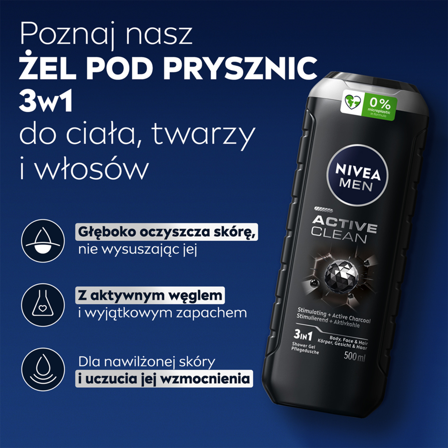 Nivea Men gel za tuširanje za muškarce 500ml Active Clean