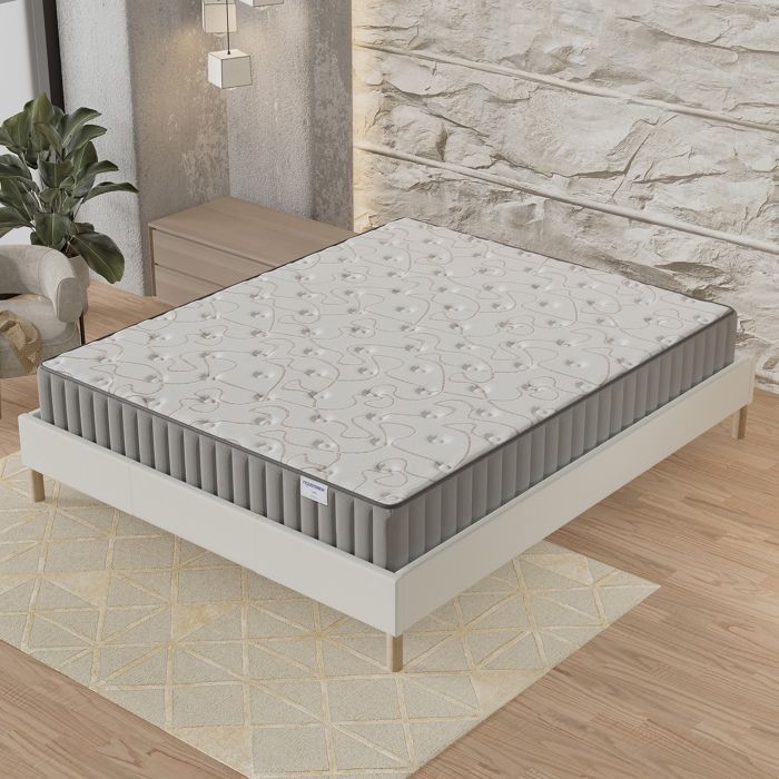 Mattress + Bed Base (180 x 200cm) - Orionis Memory Foam Mattress 16cm + Stable Wooden Bed Base, White Fabric Cover