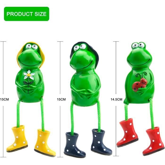 Frosch-Gartendekoration, 3-teiliges Frosch-Gartenfiguren-Set, Froschfigur aus Kunstharz, Mini-Teich-Gartentopf für Balkon