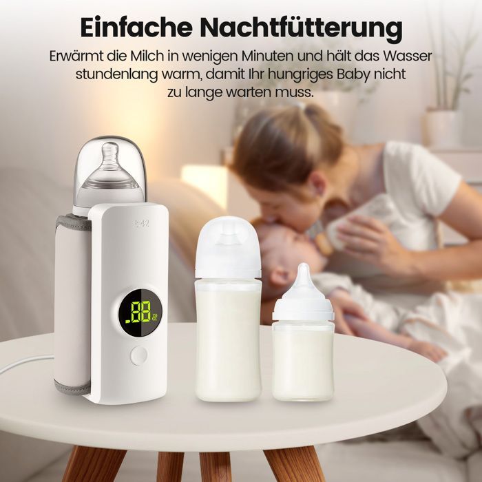 Chauffe-biberon électrique portable, Chauffe-biberon mobile pour bébé 6000mAh, isolation 48 h Chauffe-biberon de voyage