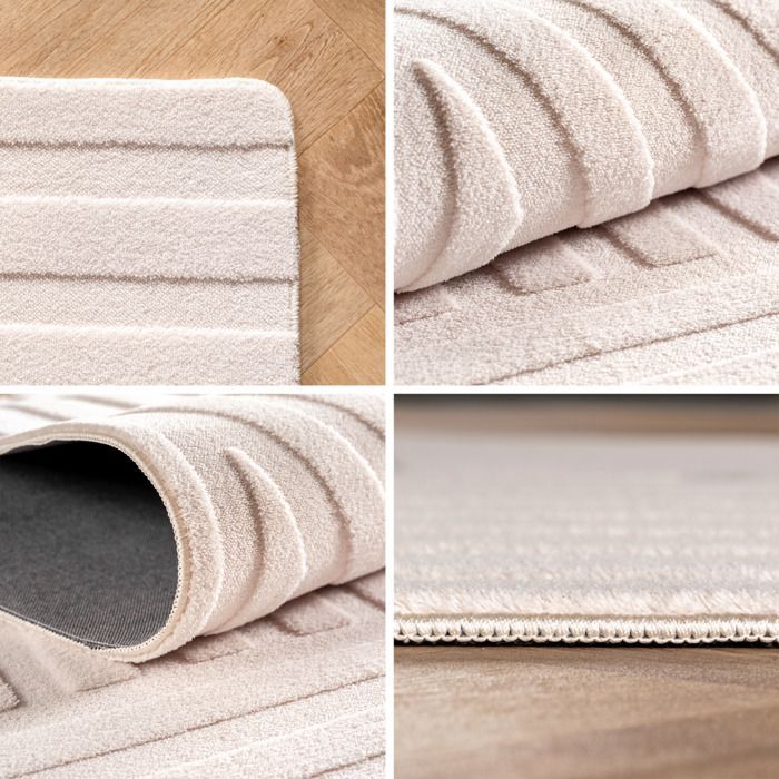 Tappeto Boho scandinavo Carpetsale24, color crema, 140x200 cm, morbido, lavabile, effetto 3D, ideale per soggiorno o camera da letto, facile da pulire.