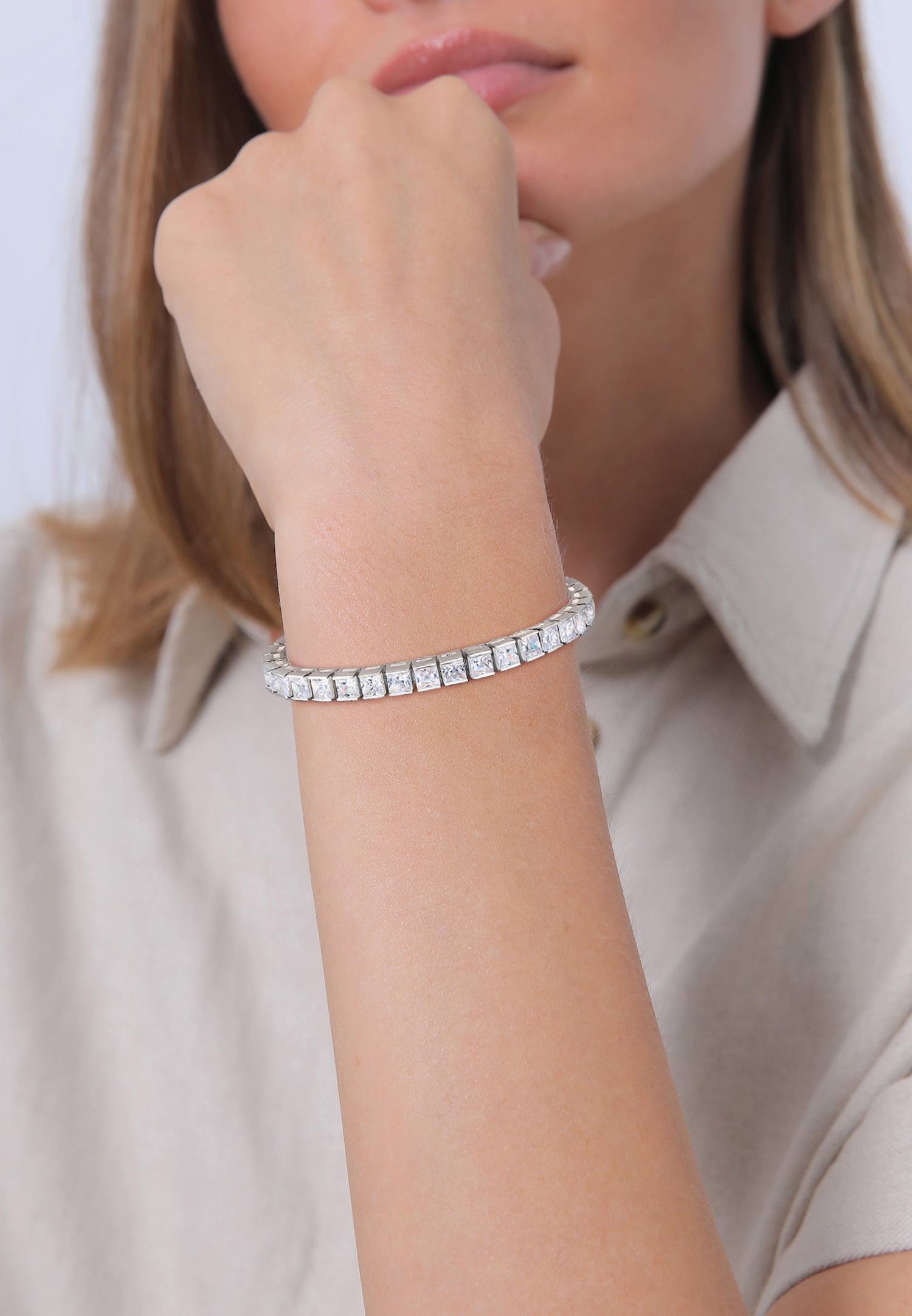 Elli PREMIUM Classique Zircone Bracelet Femme (925/1000) Argent