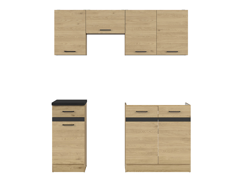 Komplet kuchenny Junona Line 170 cm dąb bernstein z blatem