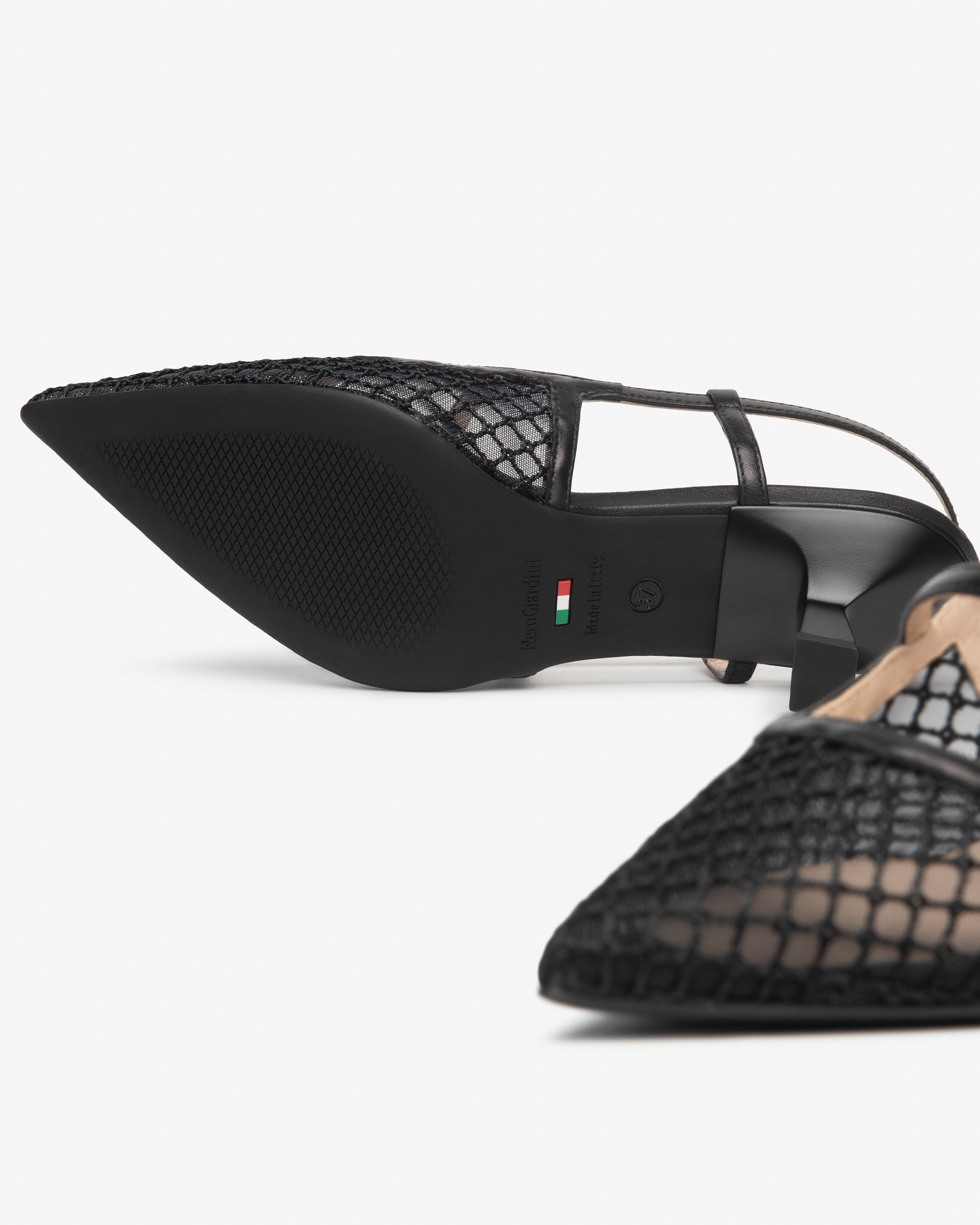  Damen-Slingback aus Leder und Canvas