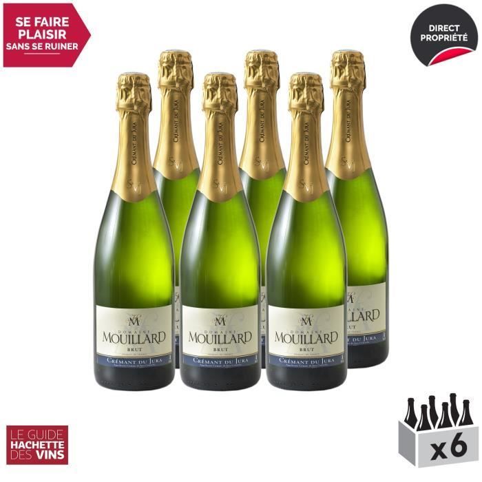 Crémant du Jura Blanc - Cassa da 6 x 75cl - Domaine Jean-Luc Mouillard - Vino bianco frizzante AOC del Giura - Selezione Guida 2020