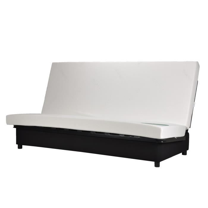 COMFORT BULTEX 3-seater click-clack sofa bed - Black fabric - Made in France - W 192 x D 95 cm - BEIJA