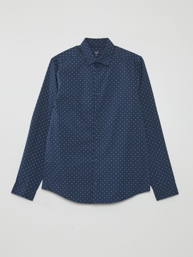 Camisa regular con estampado de lunares - AZUL