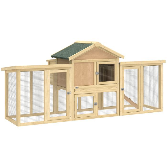 Pollaio - PawHut - modello chalet - completamente attrezzato: rampe, nidi, posatoi, vassoio per escrementi, finestra, porte - legno massello