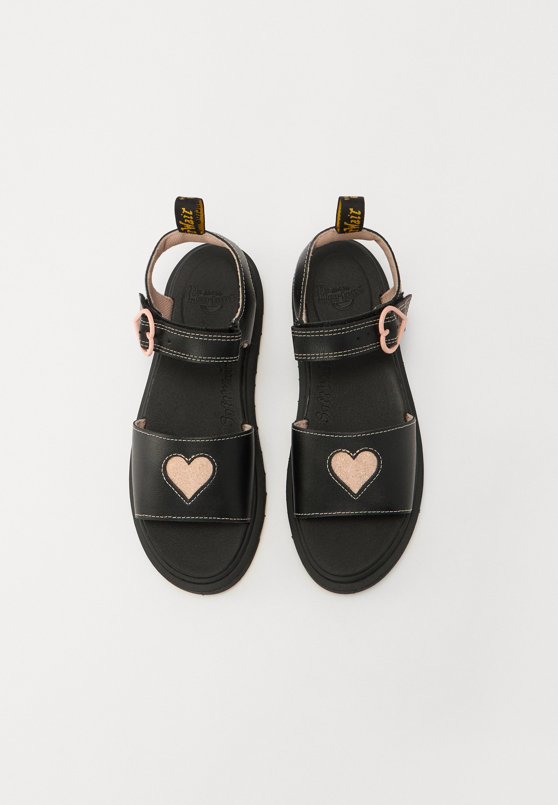 Sandali Dr. Martens MARLOWE HEARTS UNISEX - nero/rosa cipria lamper/glitter