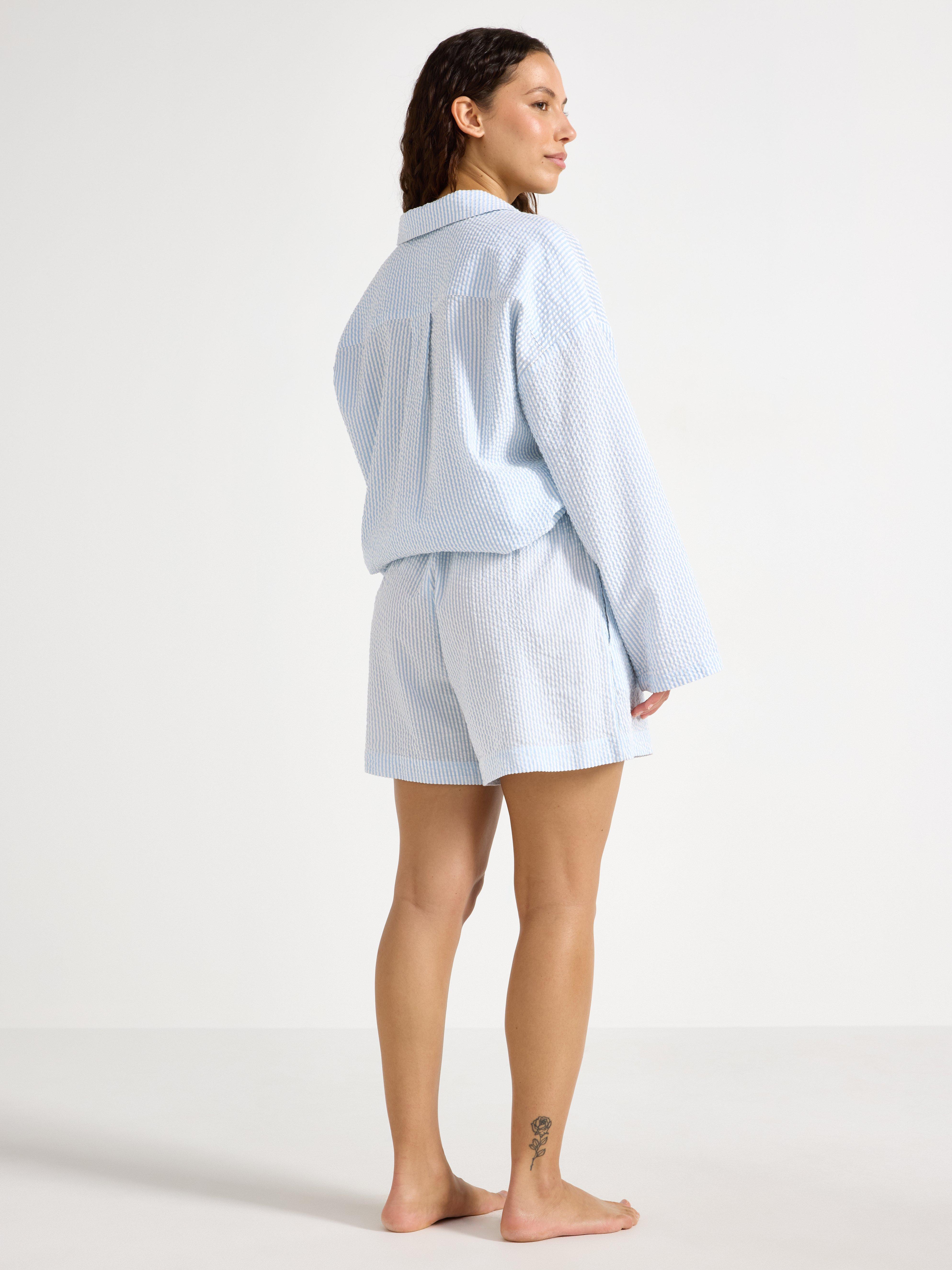 Pyjamasshorts i bekkeblå