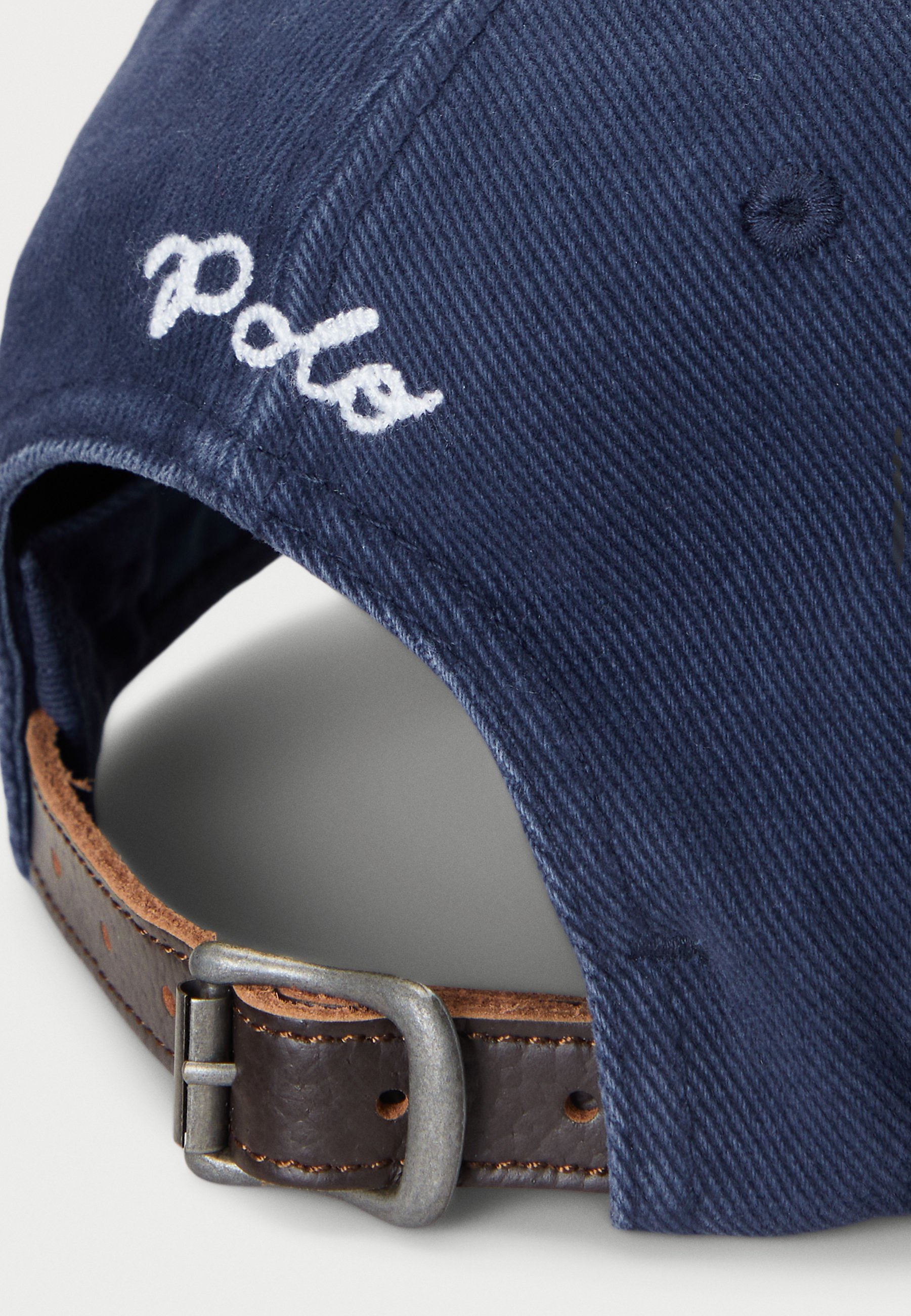 Boné Polo Ralph Lauren em sarja com apliques, unissex - Boné - azul marinho/bege
