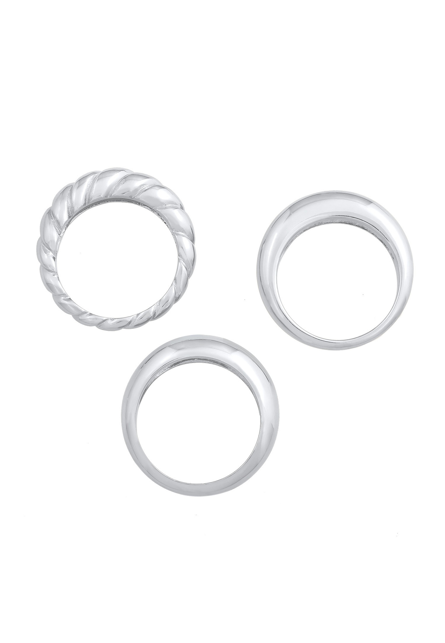 Elli PREMIUM Femmes Ensemble Basique Torsadé en Argent Sterling 925 Rhodié