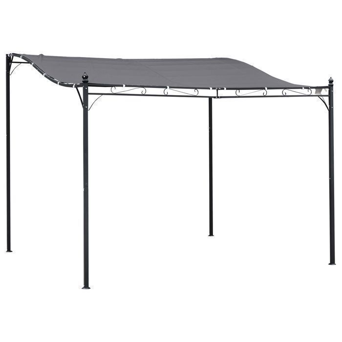 Casetta da giardino in metallo grigio, 297x297 cm, ideale per terrazza, balcone o giardino.