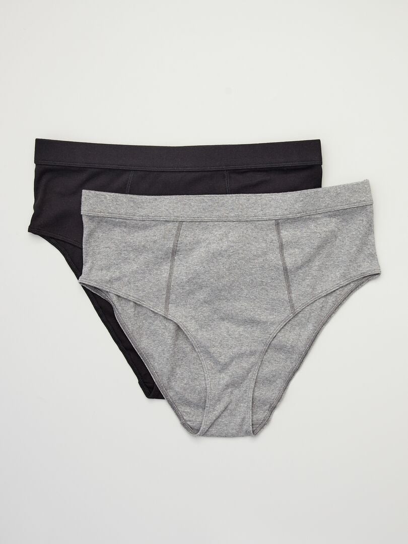 Conjunto de 2 cuecas caneladas de algodão - CINZA