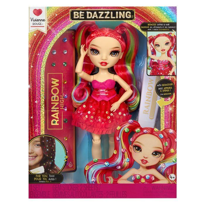 Rainbow High - Boneca Fashion Be Dazzling - Vivienne Vermelha - 28 cm - Pedras preciosas brilhantes e acessórios incluídos