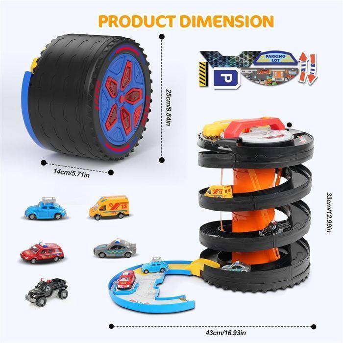 Pista de carreras VATOS 2 en 1 con mini coches: juguete interactivo con luces y sonidos para niños, carreras y habilidades motoras, a partir de 3 años.