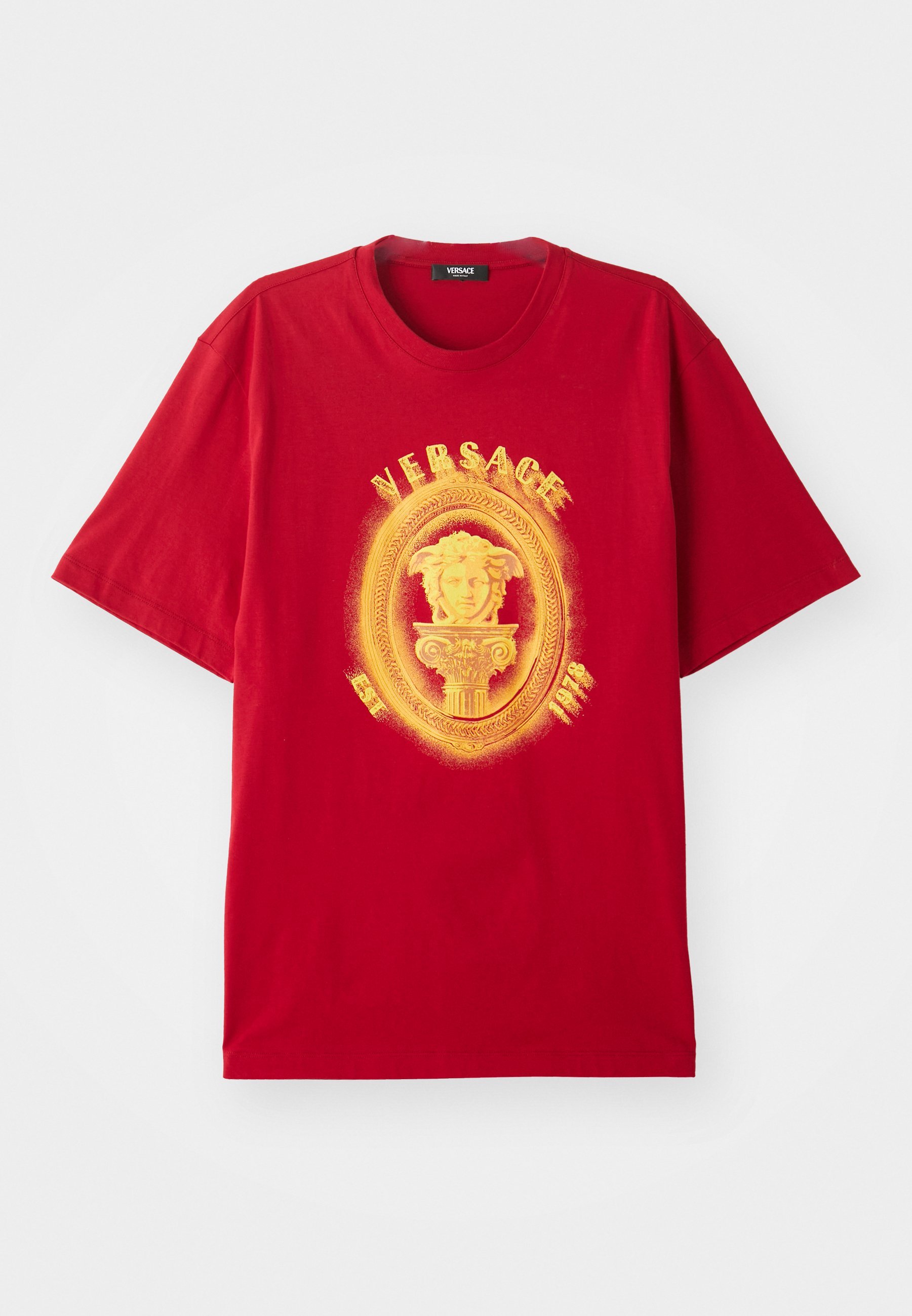 Versace MEDUSA FRAME CREST - T-shirt stampata - rosso rossetto