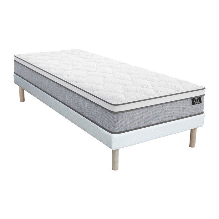 Base de cama y colchón de muelles ensacados DREAMEA SERENITE de 22 cm de grosor - 90x190 cm