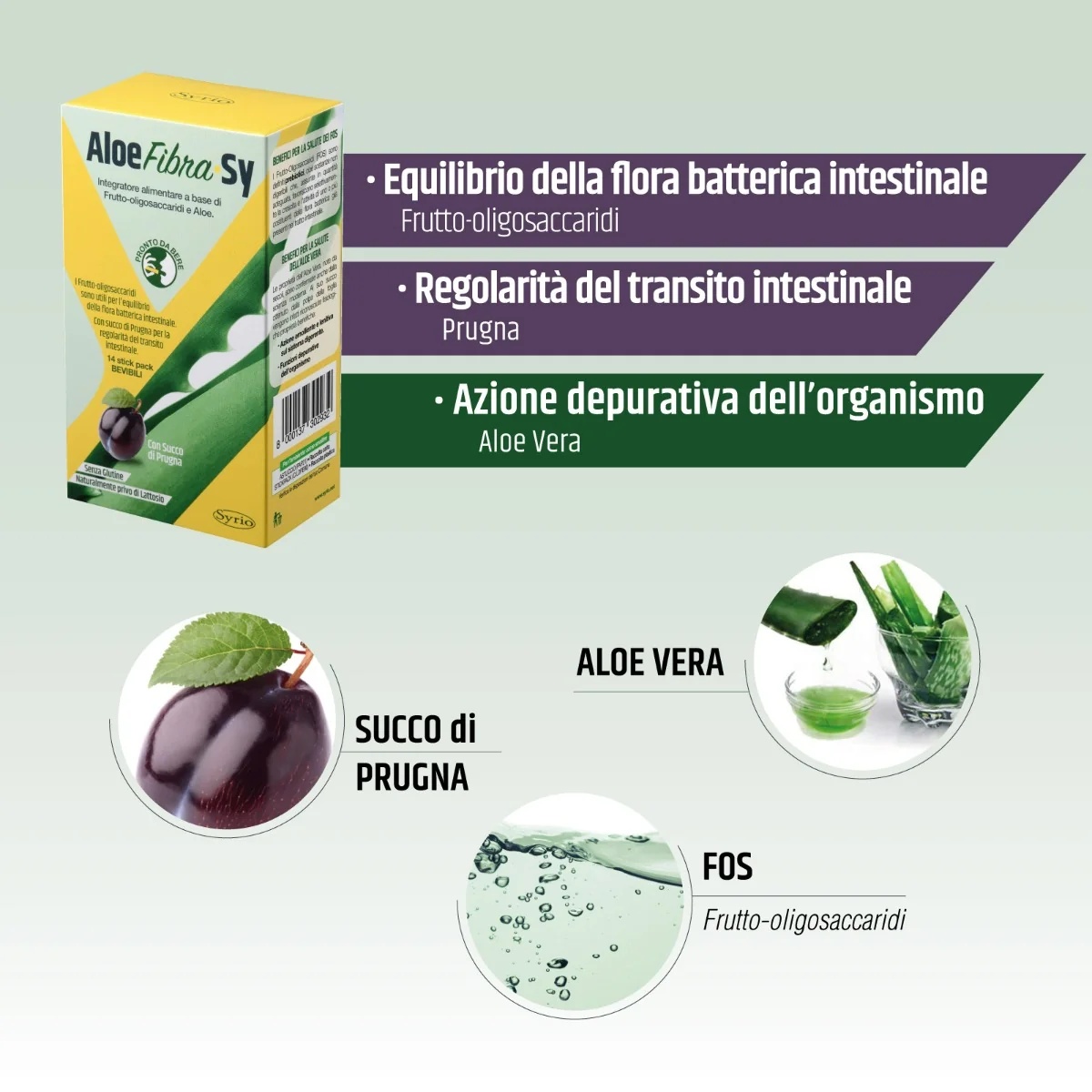 SYRIO Aloe Fibra Sy 14 barres 210 ml Équilibre de la flore intestinale