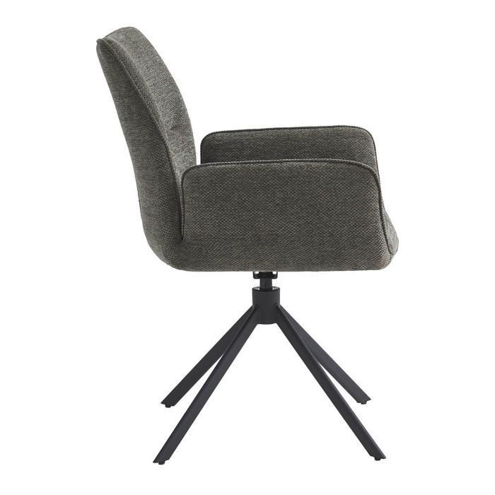 CARLOTTA - Set of 6 Swivel Dining Chairs, Anthracite Grey Fabric