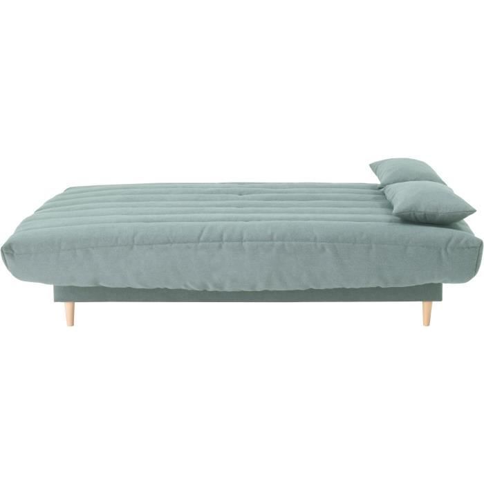 Divano letto a 3 posti - verde mandorla - Superficie letto 125x190 cm - Con cuscini
