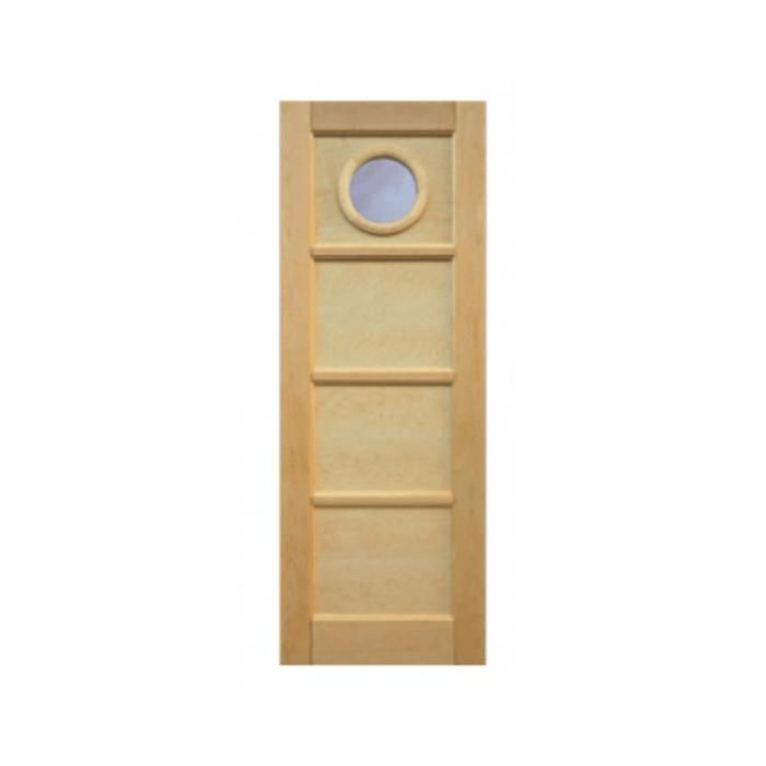 Porte nue, sans cadre, bois Erable, 83 cm, hublot, rive droite