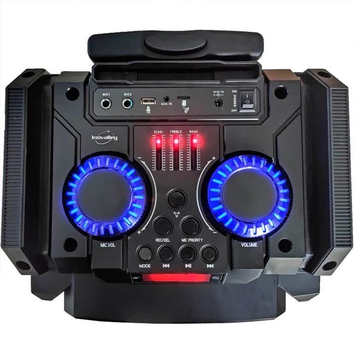 MEGA 800W XXL Bærbar DJ-højttaler med USB, Bluetooth, LED-effekter, mikrofon, karaoke og DJ-udstyr, inklusive trolley og 2 diskotekskugler