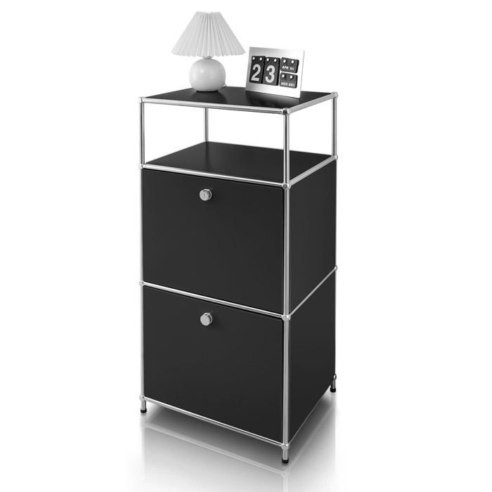 Sleek chrome metal shelf, Concept Epuré MK-120, W50 × D40 × H100 cm, Black
