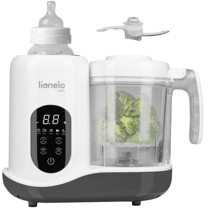 LIONELO Babymenu Robot da cucina 5 in 1 per neonati: frullatore, vaporiera, scaldabiberon, scongelatore e sterilizzatore.