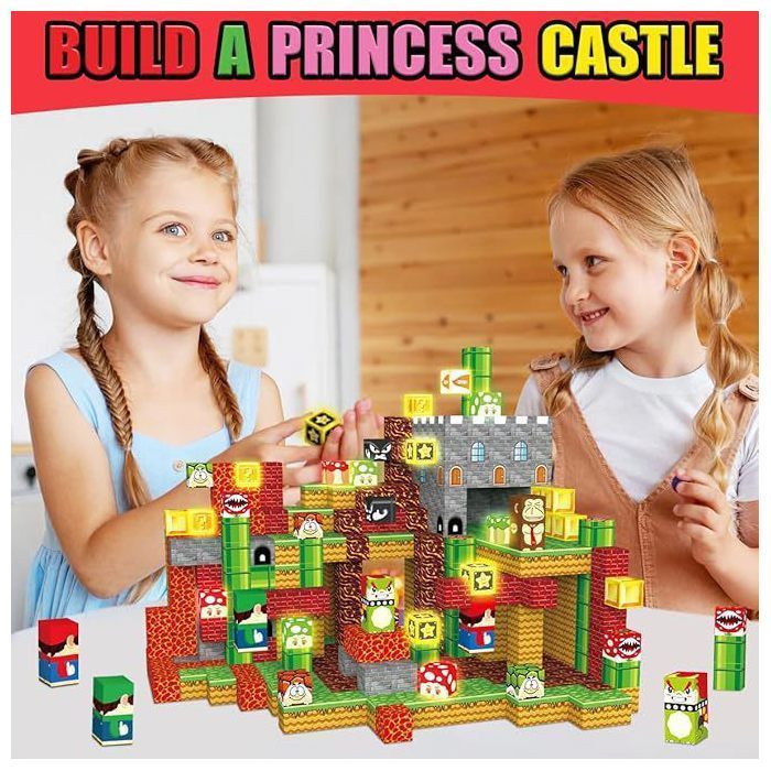 Bloques de construcción magnéticos, juego de 200 bloques cúbicos magnéticos para construir, para niños de 3 a 10 años, juguete sensorial.
