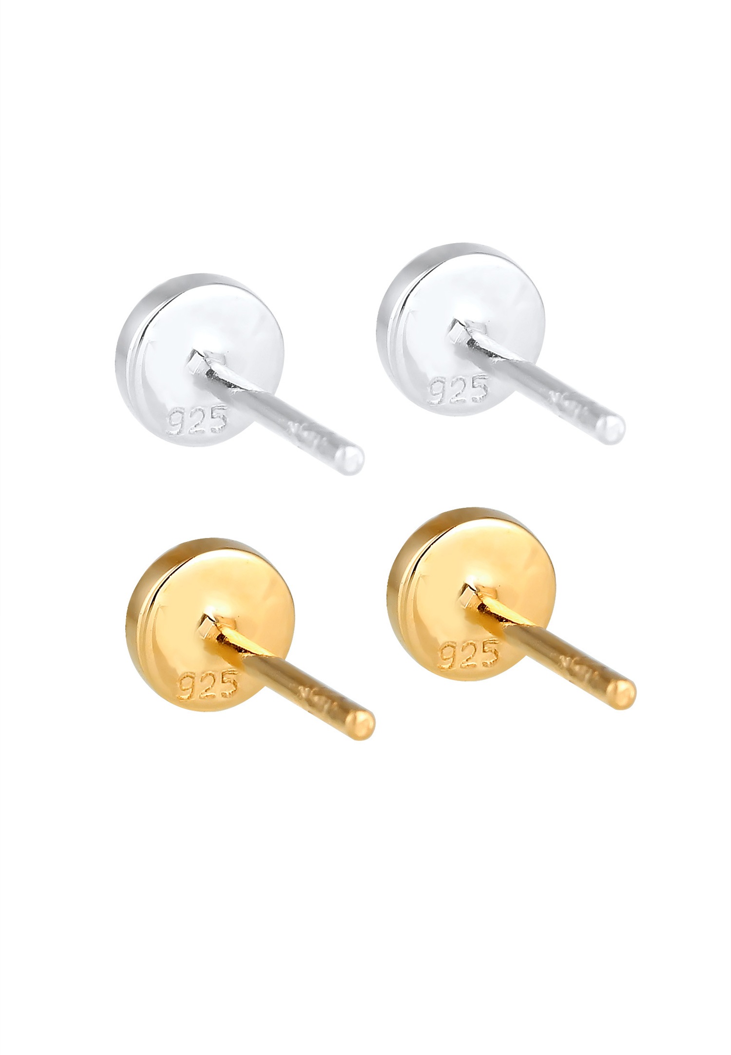 Elli Set Clous d'Oreille Collier avec Émail Femme - (925/1000) Argent Plaqué Or