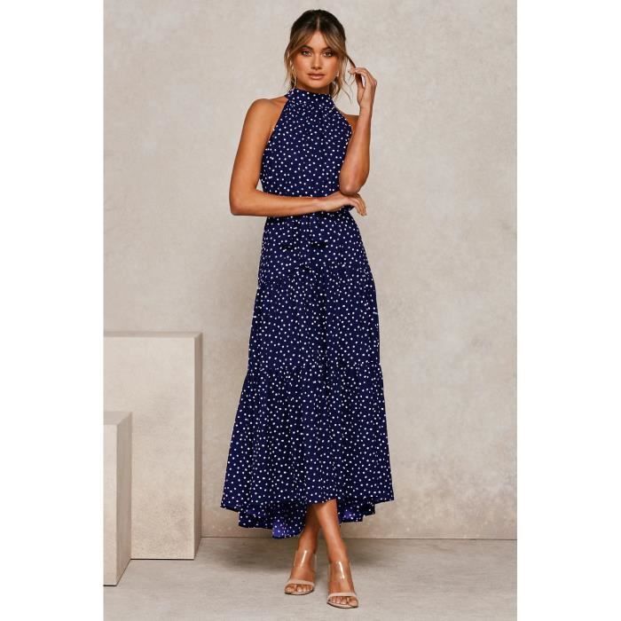Vestido largo de playa sexy para mujer, talla grande, color azul.