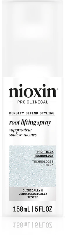 Spray volumizador Nioxin Density Defend Styling Root Lifting para cabelos com aparência impecável.