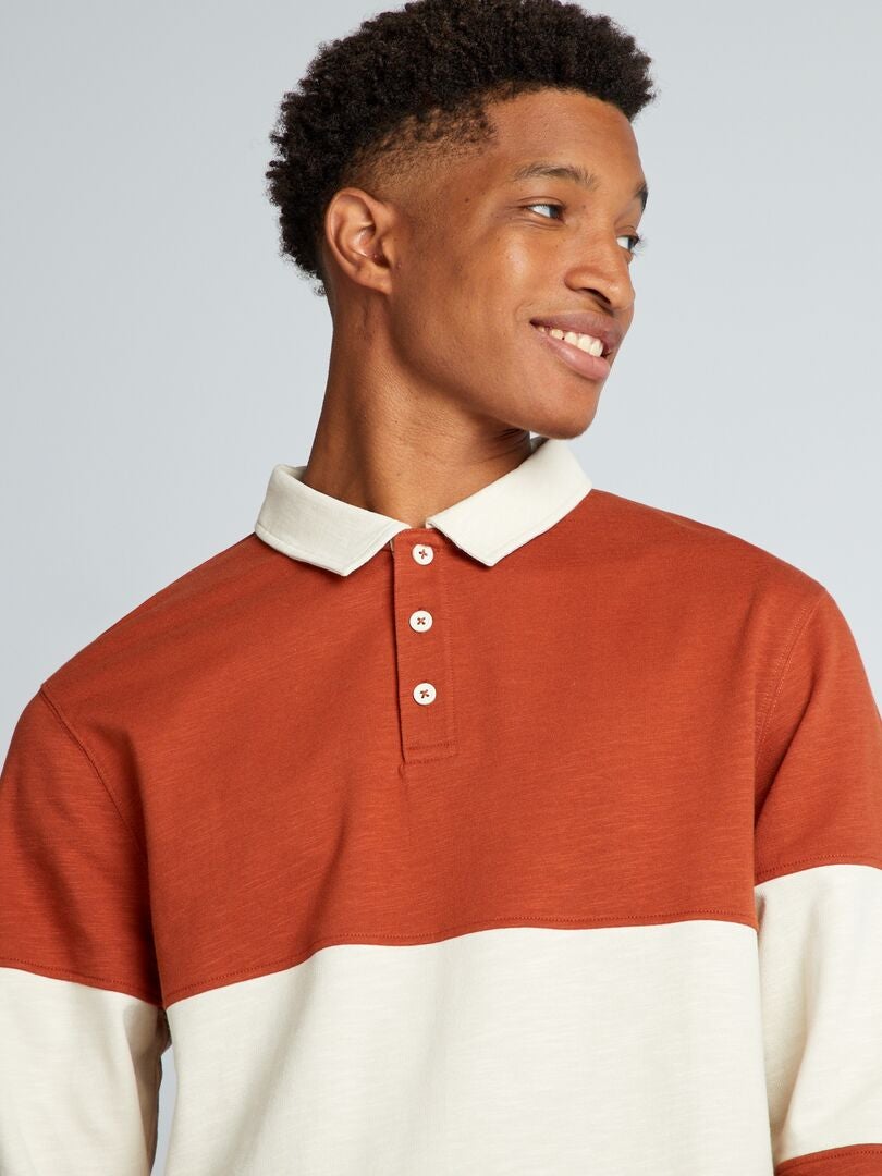 Polo de manga larga de punto +190 cm - MARRÓN