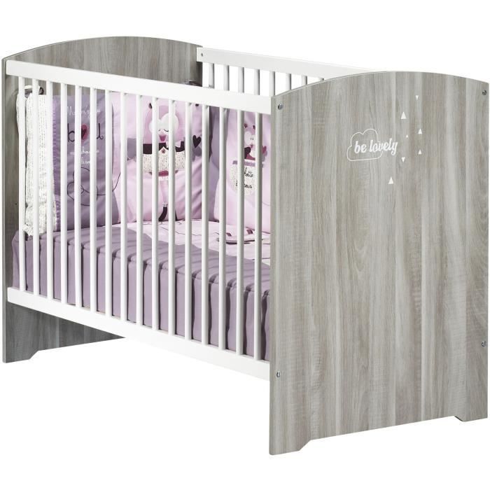 Set completo per cameretta neonato - Lettino 120x60 e fasciatoio - BABY PRICE - SMILE - Flint Oak