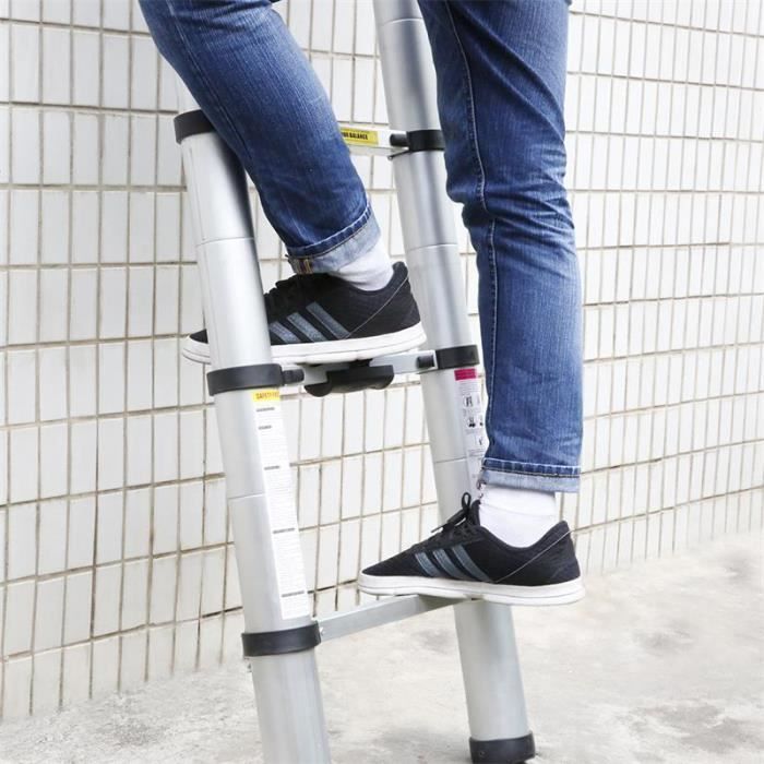 FINETHER Telescopic Ladder - Aluminum - 11 Rungs - 150 kg Capacity - Multifunctional - 3.2 m