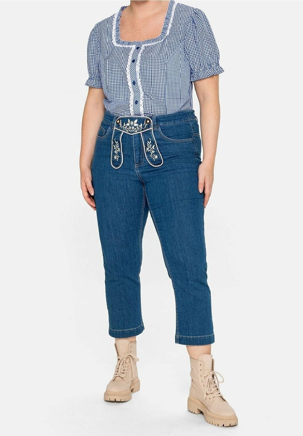 Sheego jeans met rechte pijpen - blauwe denim