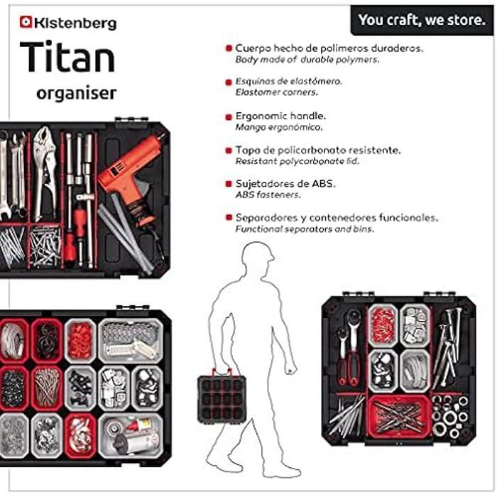 Organizador de ferramentas - KISTENBERG - Titan - Plástico - Preto/Branco - Adulto