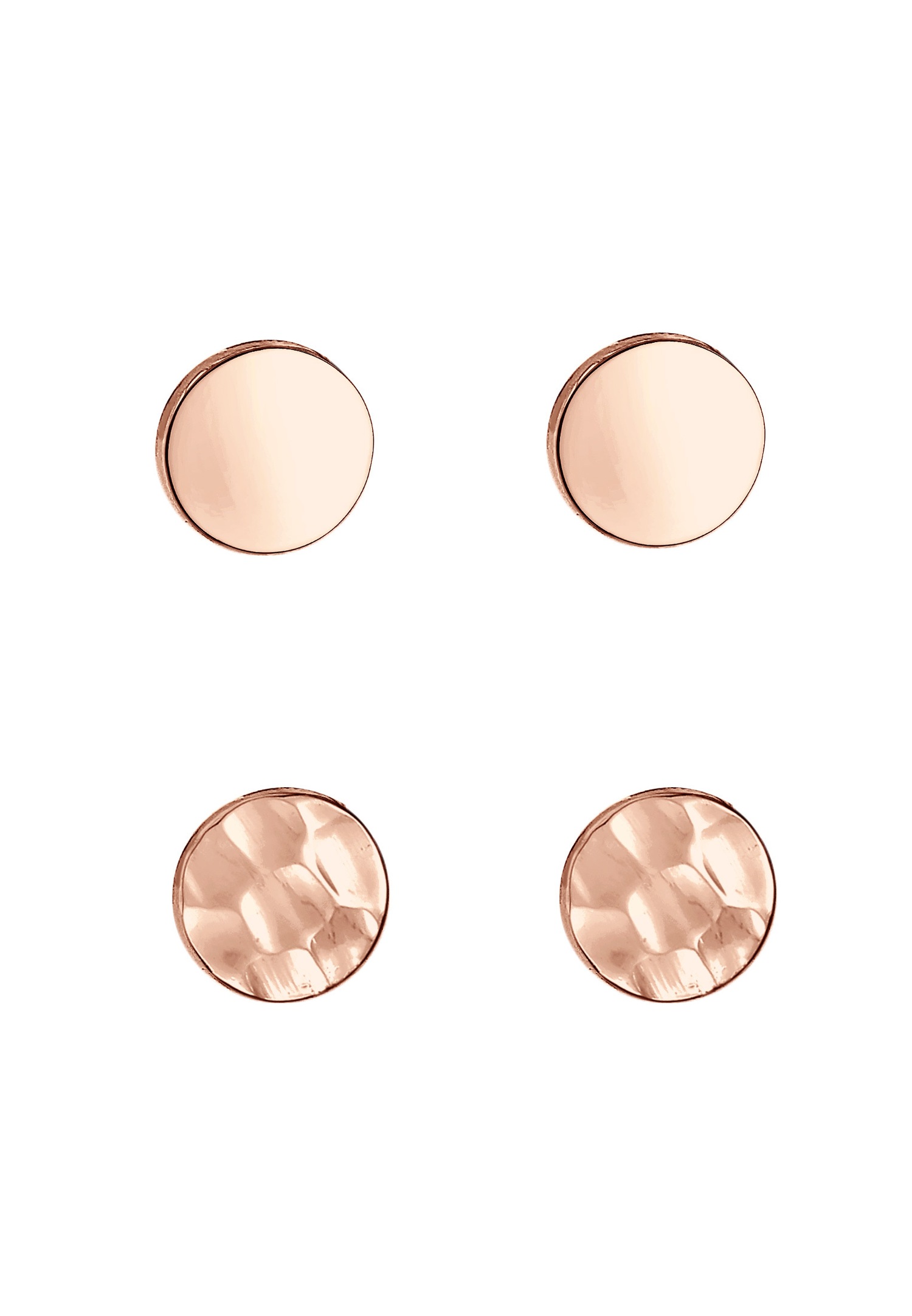 Elli Femmes Clous d'oreilles Set de 2 Martelées Brillantes en Argent Sterling 925