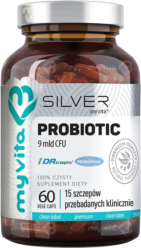 MyVita Silver Probiotic 9 miljardu CFU uztura bagātinātāja kapsulas gremošanas atbalstam