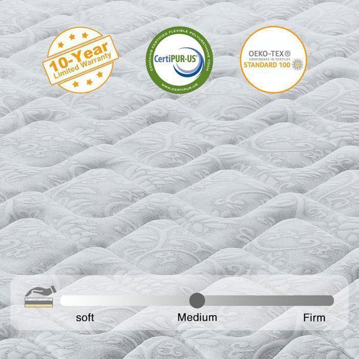 Colchón de 160x200 cm - Extra grueso de 28 cm - Espuma viscoelástica + muelles - Hipoalergénico - Tejido altamente transpirable - 10 zonas