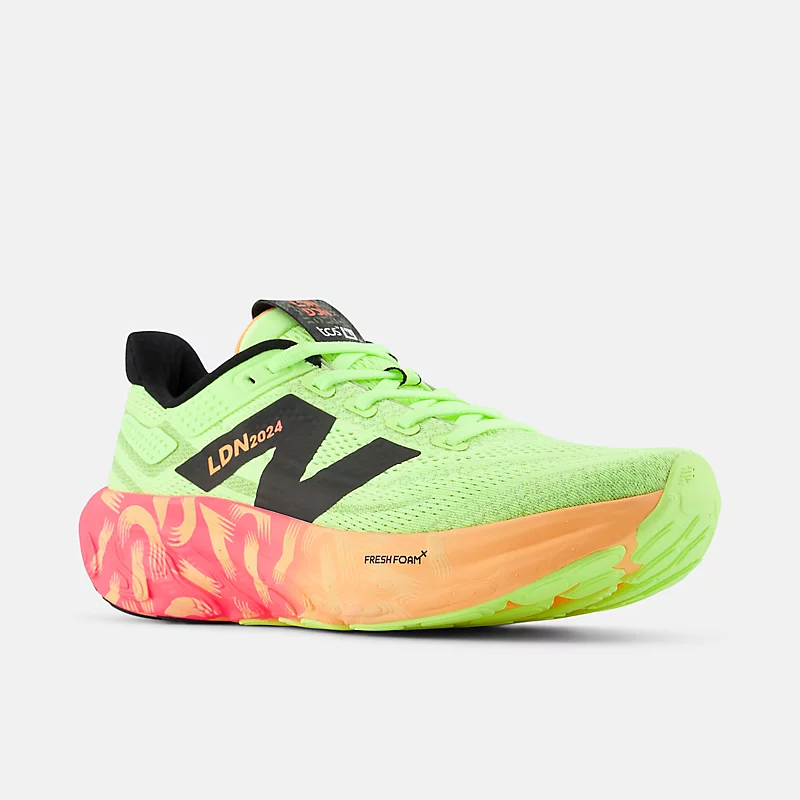 TCS London Marathon Fresh Foam X 1080 v13 damesschoen – Bleached Lime, Bright Mango en Neon Pink