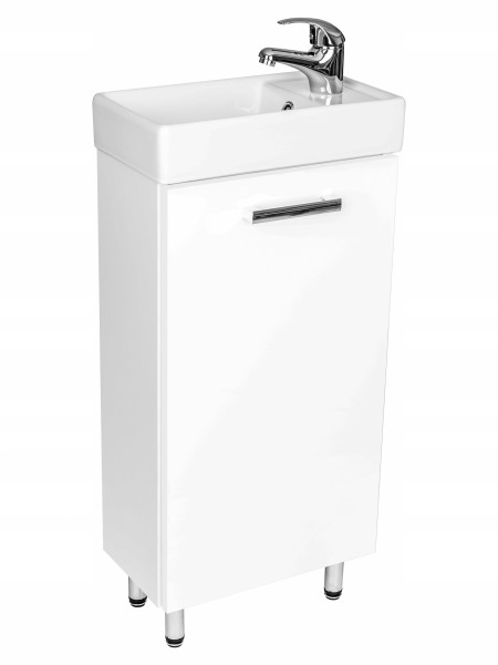 Mała Biała Szafka Łazienkowa z Umywalką 40x22x85 Stojąca