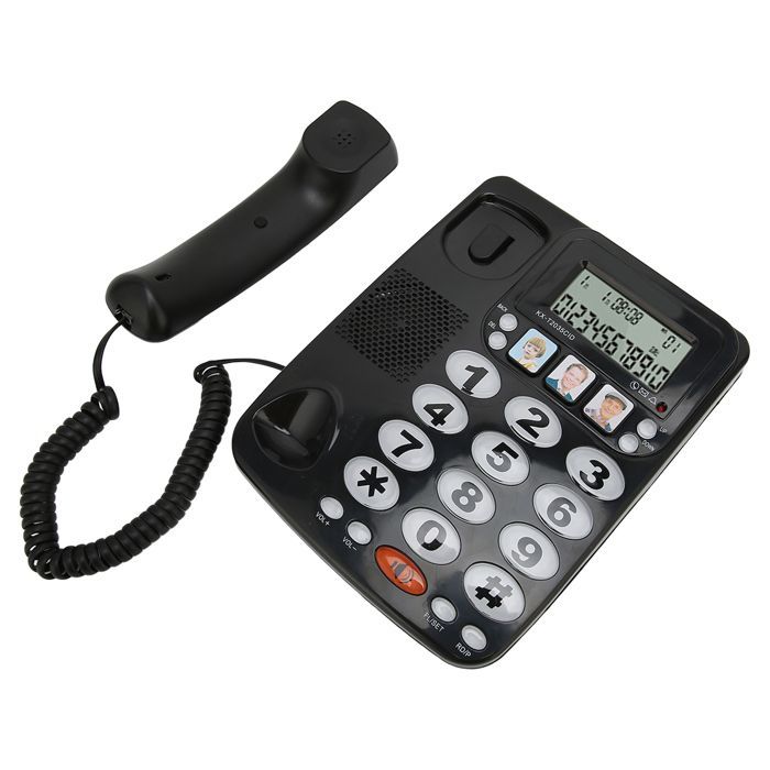 SALALIS Téléphone fixe filaire Téléphone Filaire ID Appelant Raccourcis de Sonnerie Réglables Ligne Fixe telephonie piece Noir